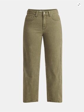 High-Rise Olive Women’s Barrel Jeans